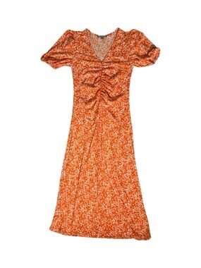 Good Luck Gem Orange Floral Ruched Maxi Dress